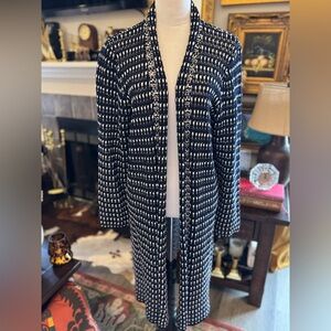 St John crochet duster cardigan sweater black and white size medium.